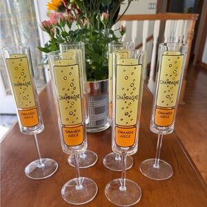 CHAMPAGNE YELLOW/ORANGE MIMOSA INSTRUCTION FLUTES/ STEMS NEW VHTF